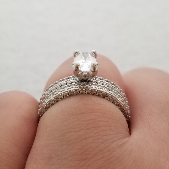 (2pcs) 1ct TW 18k Over Sterling Ring Set - Picture 5 of 8